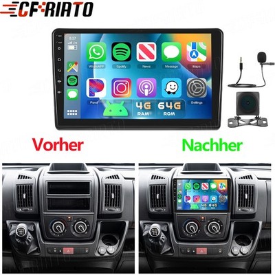 Für Fiat Ducato 2007-2023 Carplay Android 15 Autoradio GPS Navi WIFI 4G+64GB Kam