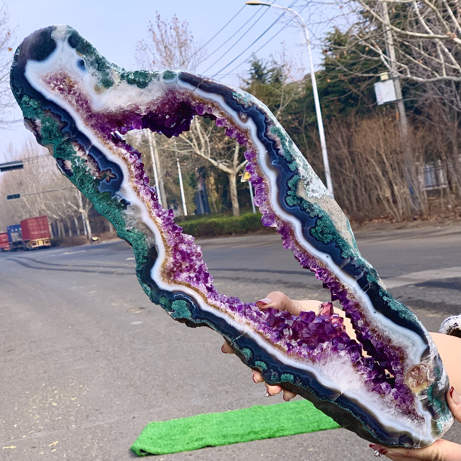 9.9LB Natural agate Amethyst geode quartz cluster crystal specimen Healing