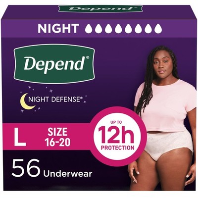 Depend Night Defense Adult Diapers, Incontinence  Postpartum Bladder Leak Und...