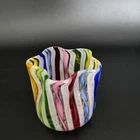 Vintage Murano Latticino Ribbon Art Glass Toothpick Holder Italian Colorful