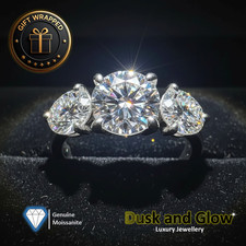 2CT MOISSANITE SILVER RING BAND WOMEN LADIES ENGAGEMENT WEDDING GIFT UK NEW