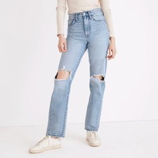 Madewell The Perfect Vintage Straight Jean in Danby Wash: Knee-Rip Size 26P NWOT