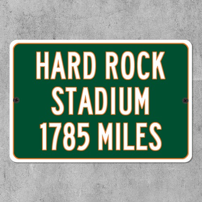 #ad #ad Hard Rock Stadium Custom Distance Mileage Sign Miami Hurricanes Football Fan $44.99