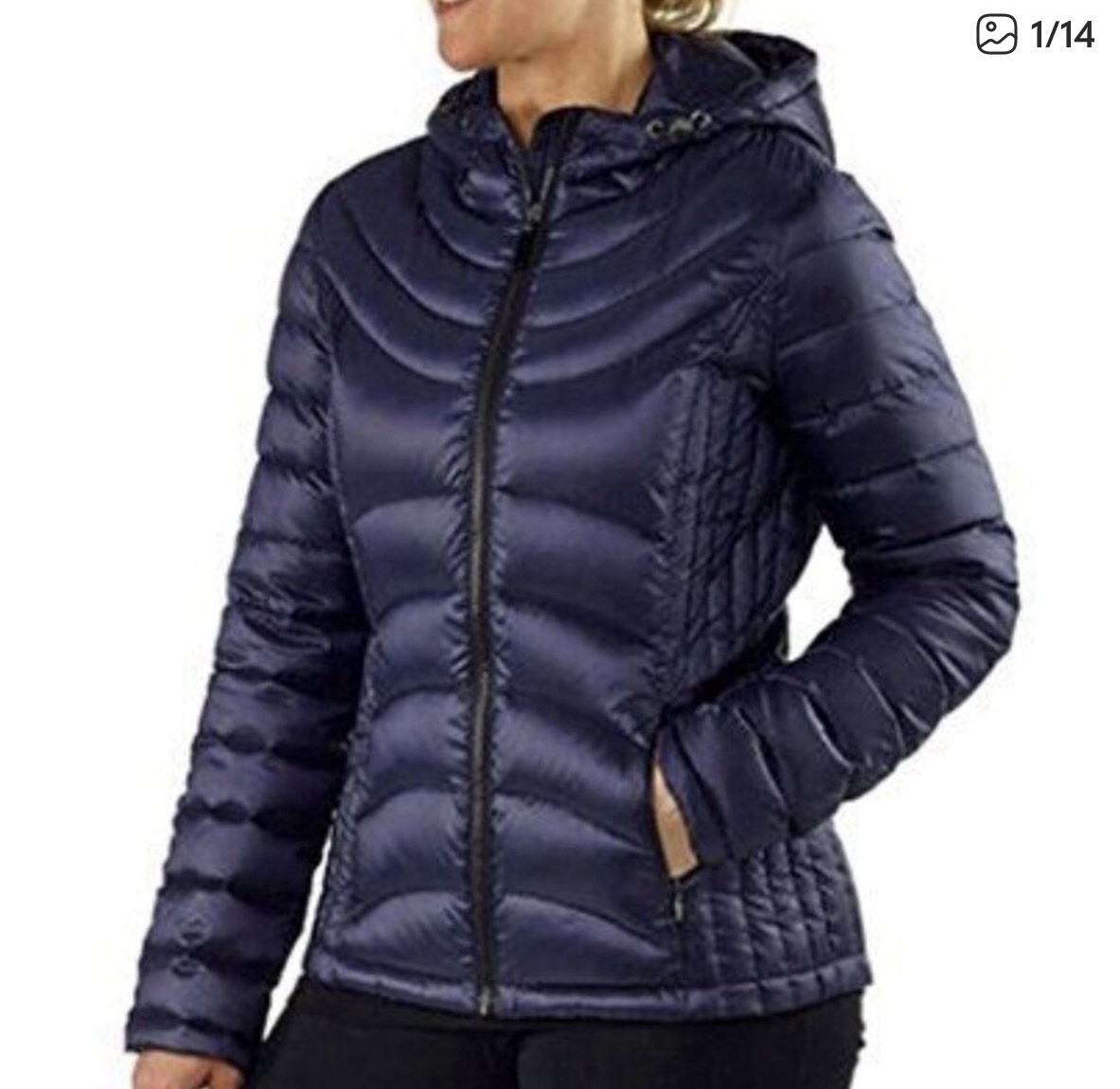 Andrew Marc Down Packable Jacketl Small Navy Quil… - image 1