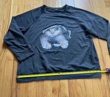 C.O.Z.Y Women's Dark Gray Long Sleeve  Cats Tee Shirt Size XL