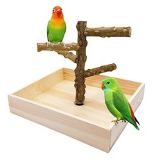 Bird Perch Stand Playground Parrot Playground Tabletop Natural Wooden Perch P...