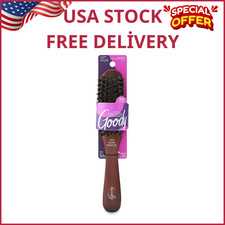 Wood Styling Brush Boar Bristles Anti-Flyaway for All Hair Types Brown 1CT