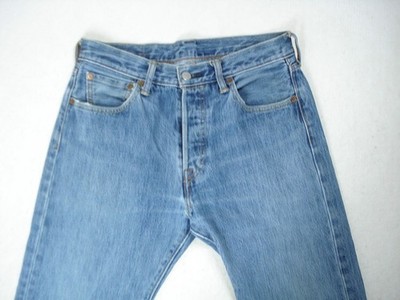 LEVI'S 501 Herren Jeans Blau Regular Straight Denim Größe W30 L30 Distressed