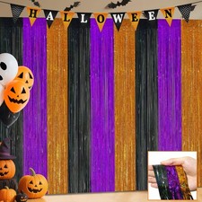 Halloween Party Decorations, 3 3.3 ft x 6.6 ft, glittery-orange purple black