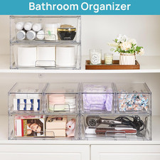 3 Pack Stackable Storage Drawers, Easily Assemble Acrylic Bathroom Undersink ...