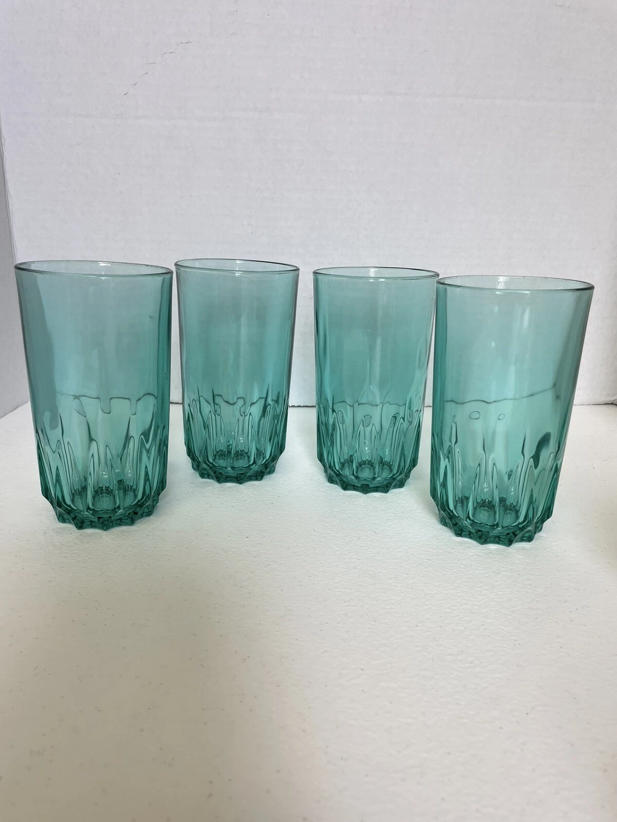 LUMINARC Glasses Aqua Teal Green Turquoise Rare Set Of 4
