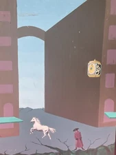 Nathaniel Reich Surreal Original Oil on Board 28 x 36