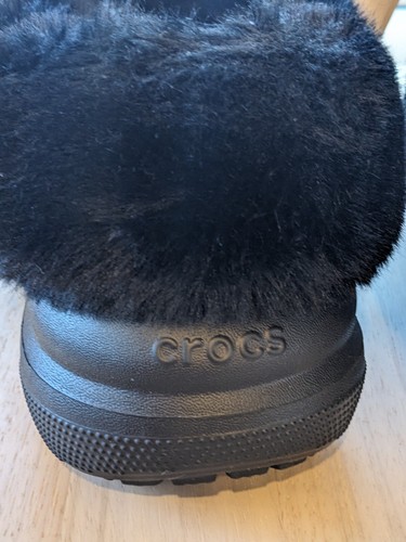 NEU Furever Crocs Crush SCHWARZ Unisex Fell gefüttert Clogs Herren 5/Damen 7 - Bild 9 von 13