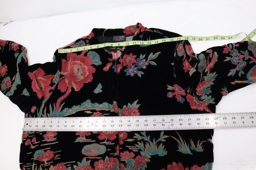 Citron Santa Monica tunic Womens XL Velvet Rayon Silk Floral Button Front Top - Picture 10 of 10