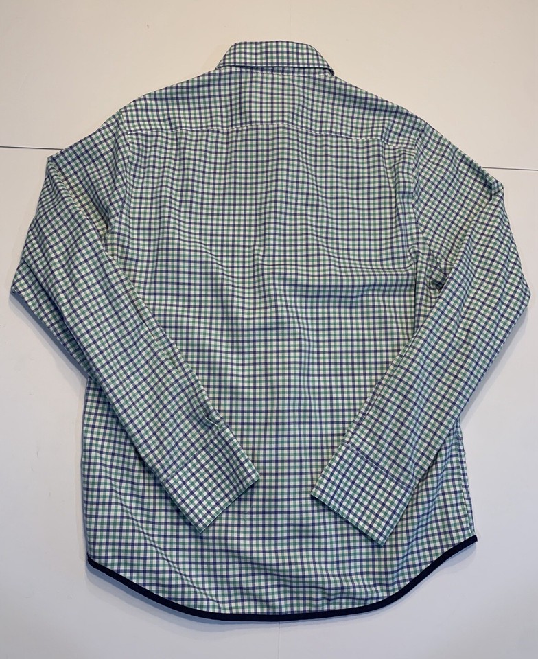 Twillory Shirt Mens SM Blue Green Check Button Up Tailored Fit