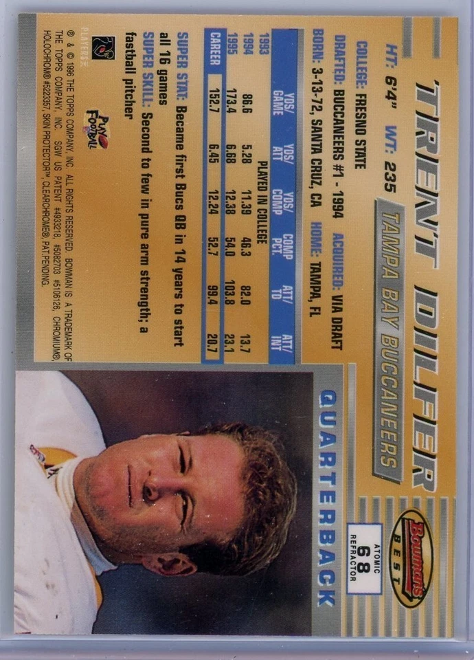 1996 Tent Dilfer Bowmans Best Atomic Refractor #68... - Image 2 of 2