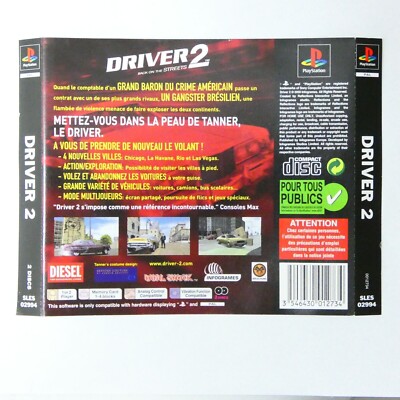PS1 JAQUETTE arrière du Jeu Vidéo sony PlayStation 1 driver 2 EUR 1,50 - FR