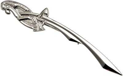 Kilt Pin Plated Bright Palladium Celtic Interlace Design 100mm