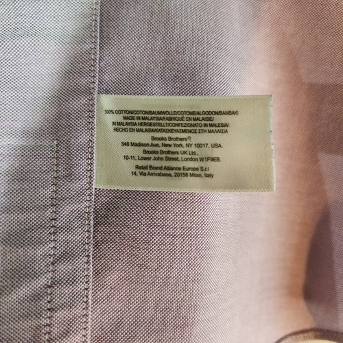 Brooks Brothers 1818 Mens Shirt Purple Non-Iron Chest Pocket Size 15 1/2 Medium - Foto 6 di 8