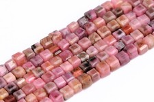 2x2MM Pink Rhodonite Beveled Edge Faceted Cube Grade AAA Natural Loose Beads 15"