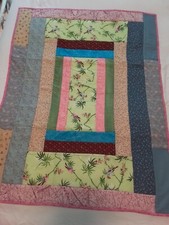 New Handmade Quilt 35" x 45" Spring Birds, Reversible, Cotton