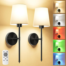 19.9 Inch Battery Operated Wall Sconce Set of 2, Indoor Wireless Rechargeable Wa