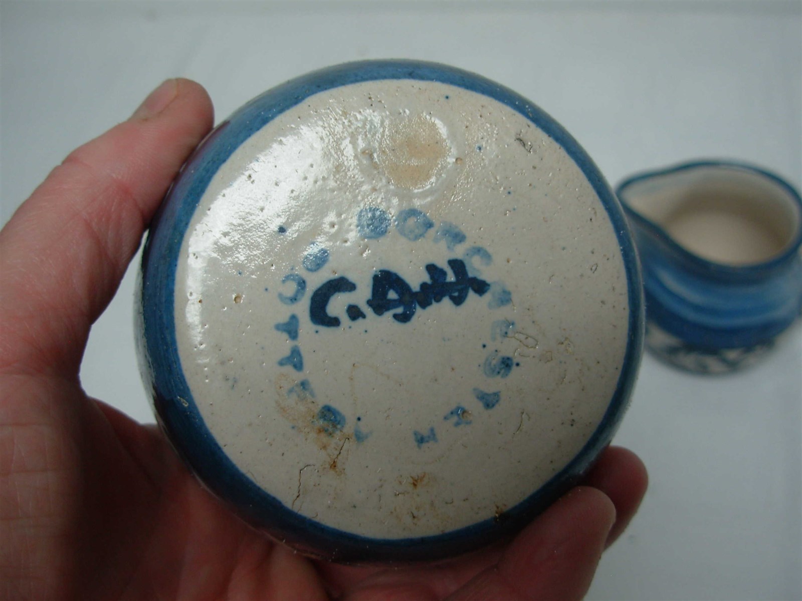 SIGNED DORCHESTER POTTERY C.A.H. FIDDLEHEAD SCROLL SUGAR BOWL & CREAMER eBay