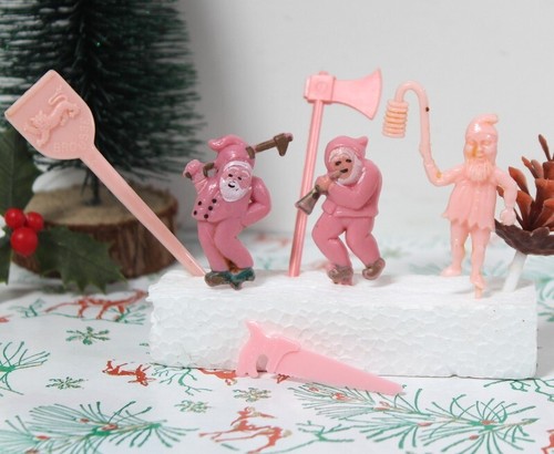 Décor de gâteau de Noël rose vintage - Picture 2 of 4