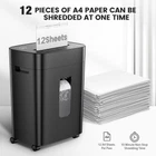 12-Sheet Heavy Duty Paper Shredder for Office, 5.28 Gal Pullout Bin, 60Db Low-No