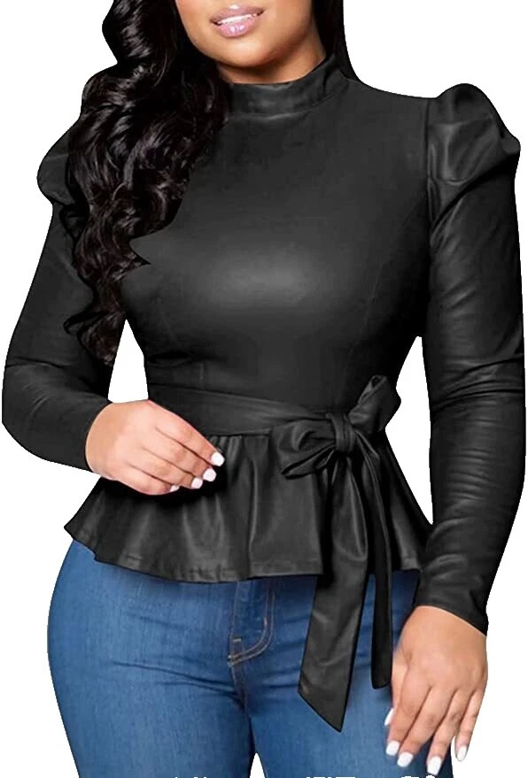 Faux Leather Casual Tops for Women