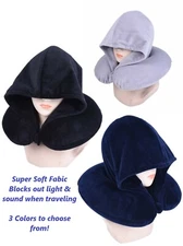 Premium Memory Foam Travel Neck Pillow Velvet Hoodie Car Home Airplane 3 Colors 