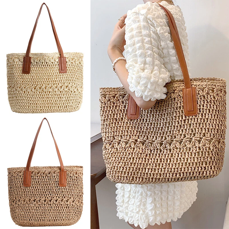 Straw Beach Bags Tote Bag Summer Handwoven Shoulder