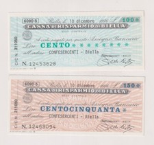 Miniassegni  Biella - Serie CONNFESERCENTI BIELLA 10.12.76 Rif. CRB13,14