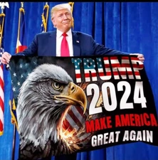 Trump 2024 Flag Eagle Make America Great Again Banner Indoor Outdoor 3 X 5 Ft.