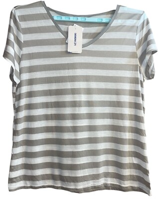 LCW Casual Waikiki Womens Sz 3XL Shirt Top Striped Crewneck Comfy Old Money NWTs