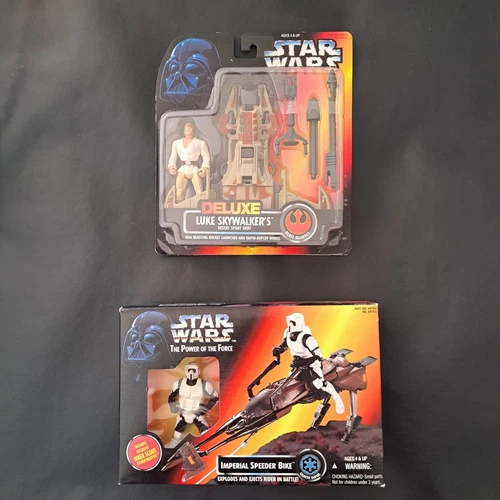 Vintage Star Wars Imperial Speeder Bike And Luke Skywalker