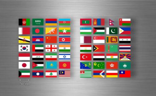 Planche autocollant sticker drapeau pays rangement classement timbre asie