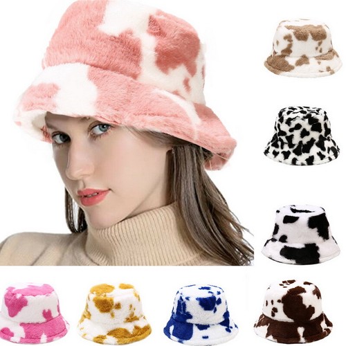 Women Winter Fluffy Plush Bucket Hat 