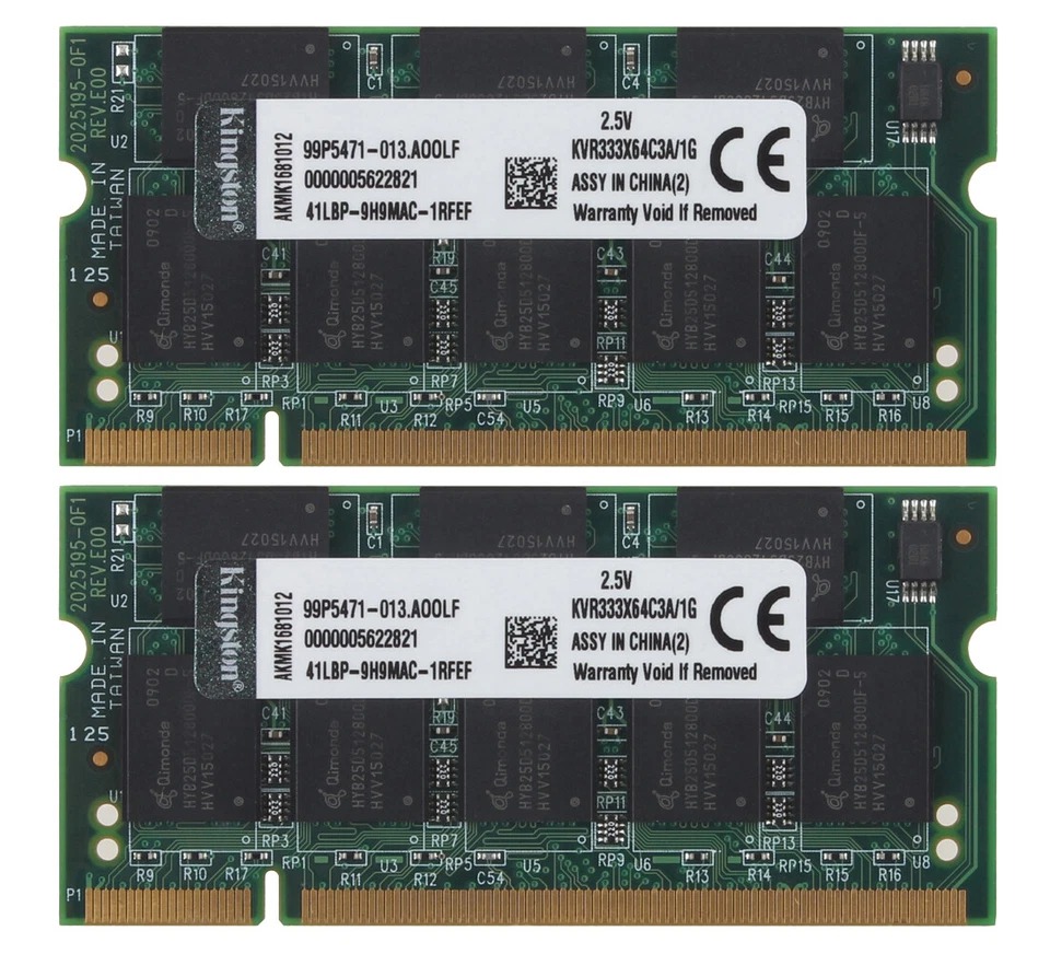 New Kingston 2GB 2X 1GB DDR-333MHZ PC2700 200PIN CL2.5 SO-DIMM RAM Laptop Memory - Image 2 of 4