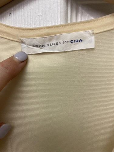 Vintage John Kloss for Cira Cap Sleeve Lingerie Romantic Nightgown Ivory Size M - Picture 3 of 6