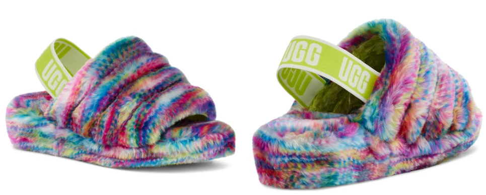 Sandalo pantofola UGG Fluff Yeah Pixlate bianco slide donna taglie USA 5 12 NUOVO!!!!