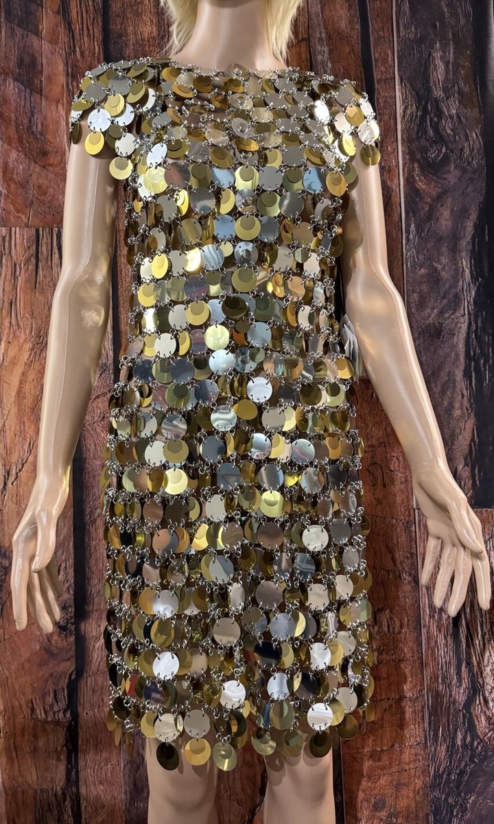paco rabanne glitter dress PACO RABANNE RUFFLE-TRIMMED SEQUINED MINIDRESS – TheLuxeLend main image 1