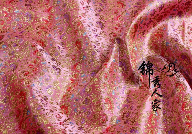 Chinese Floral Satin Faux Silk Fabric Damask Brocade Costume Craft DIY By Metre - image 3 of 4