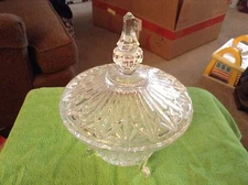 Clear glass covered candy dish