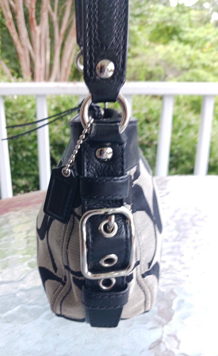 Coach 41856 Mini Zoe Black Signature C Canvas w/Leather Trim