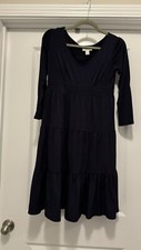 LOFT Drop Waist  Flounce Navy Dress- Size 0