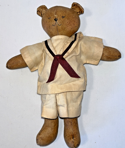 Bears Family Oil Cloth Barbara Moore Signed Artisan Folk Art Primitive 3 Dolls - Picture 15 of 17