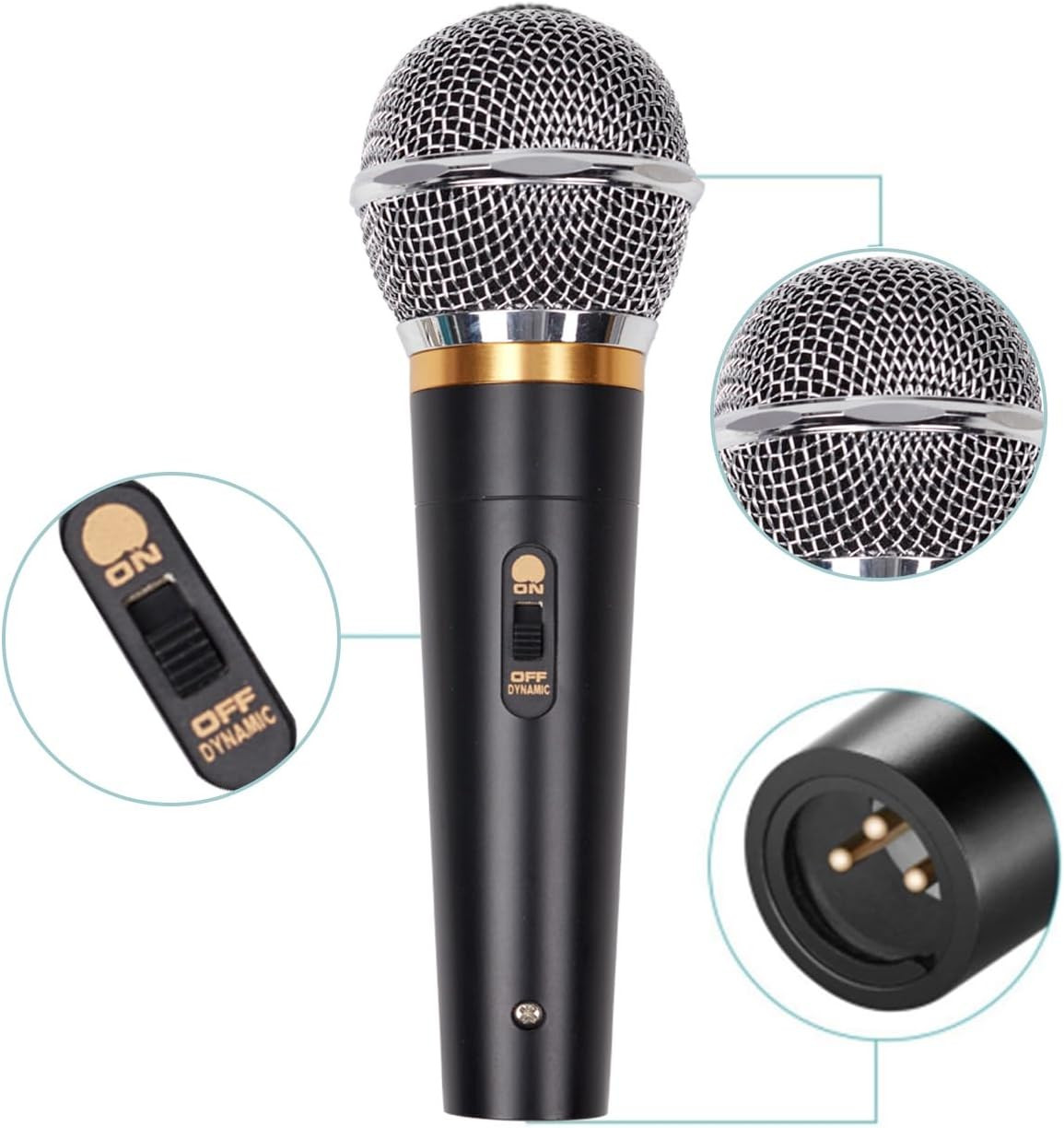Dynamic Vocal Microphone for Karaoke Speaker,Wired Handheld Mic with on