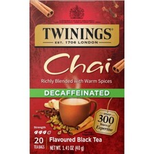 Twinings Decaffeinated Chai Tea - 20 tea bags Pack of 4