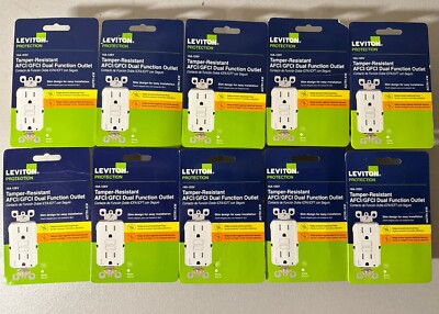 #ad 10 PCS Leviton AGTR1 KW AFCI GFCI Dual Function Outlet 15A 125V TR $329.99